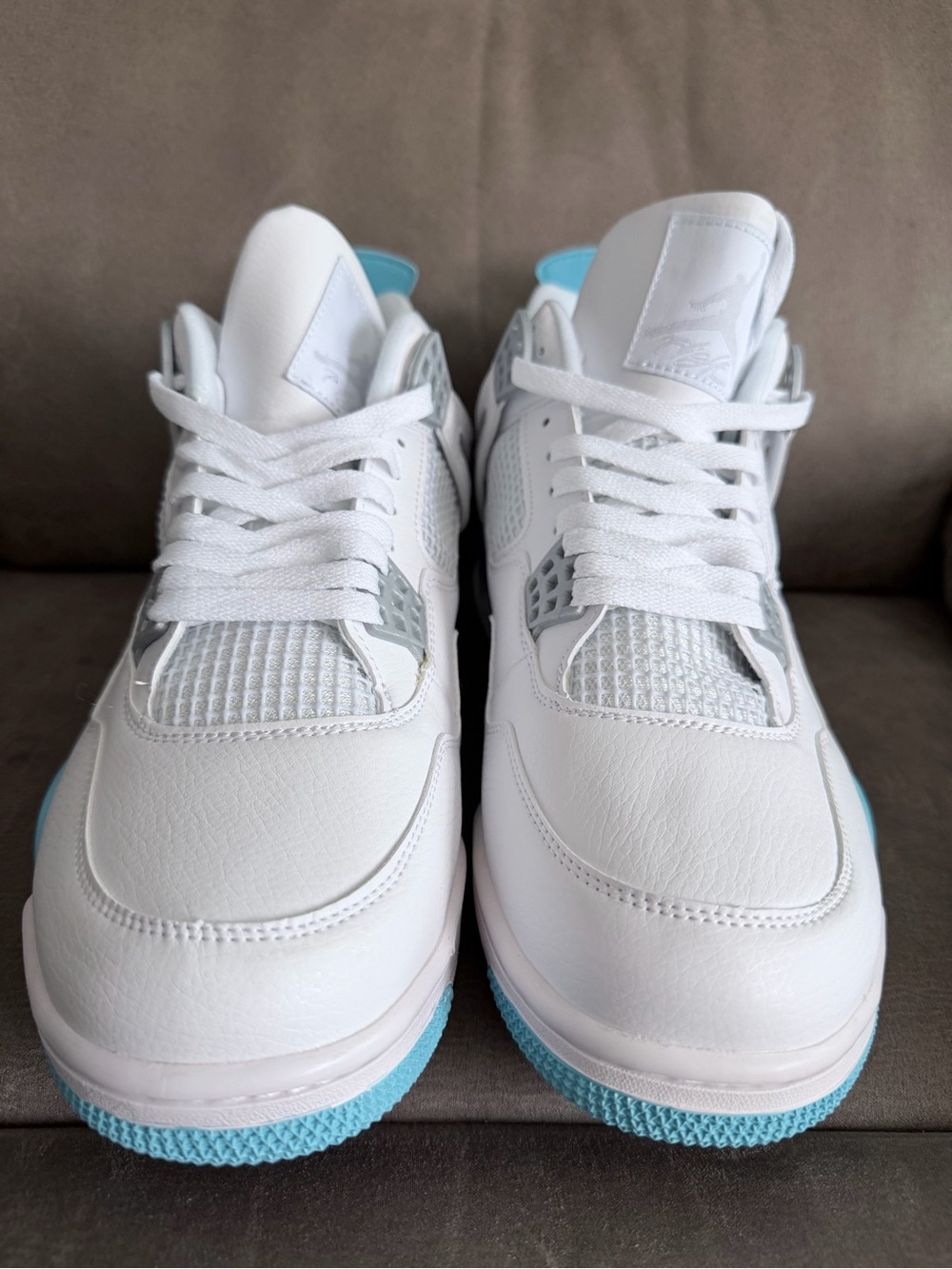 Jordan White and Light Blue Retro Sneakers - Picture 4 of 4